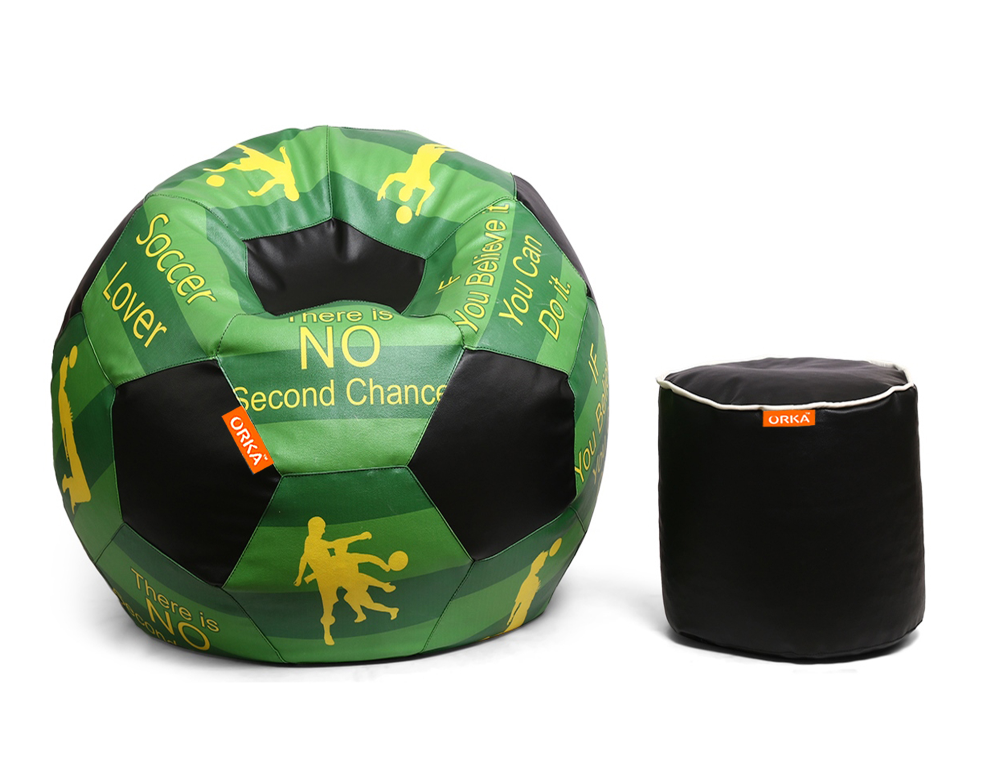 Orka Digital Printed XXL Foorball With Mathching Footstool Filled Bean Bag With Beans (FB49 Multicolor)